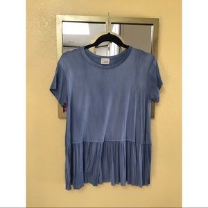 Top, powder blue with bottom ruffles, S/ M.